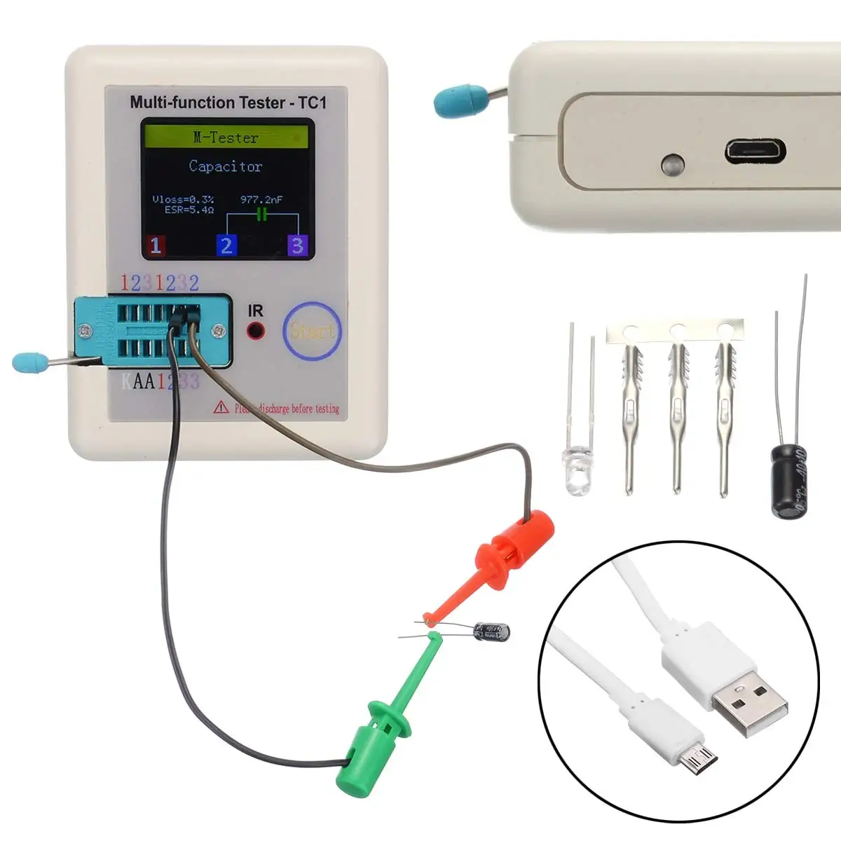 LCR-TC11.77inch Colorful Display Multi-functional TFT Backlight Transistor Tester for Diode Triode Capacitor Resistor Transistor