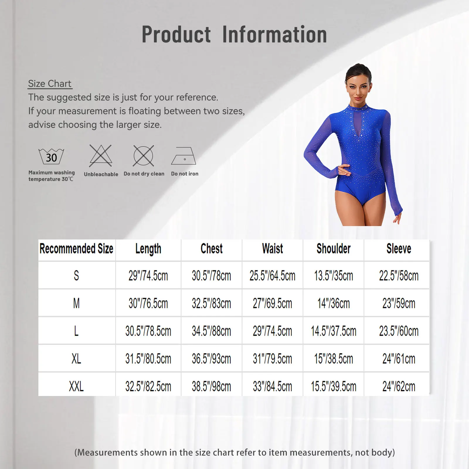 إمرأة الجمباز يوتار الشكل التزلج Dancewear طويلة الأكمام الظهر الجوف خارج بقماش شفاف حجر الراين الباليه الغنائية ارتداءها