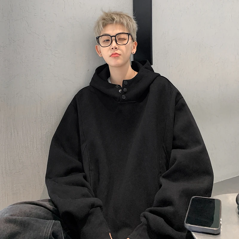 

Extra Large 300 Pou Men's Hoodie Casual Loose High Collar Button up Advanced Couple's Autumn Winter Comfortable Sweatirt