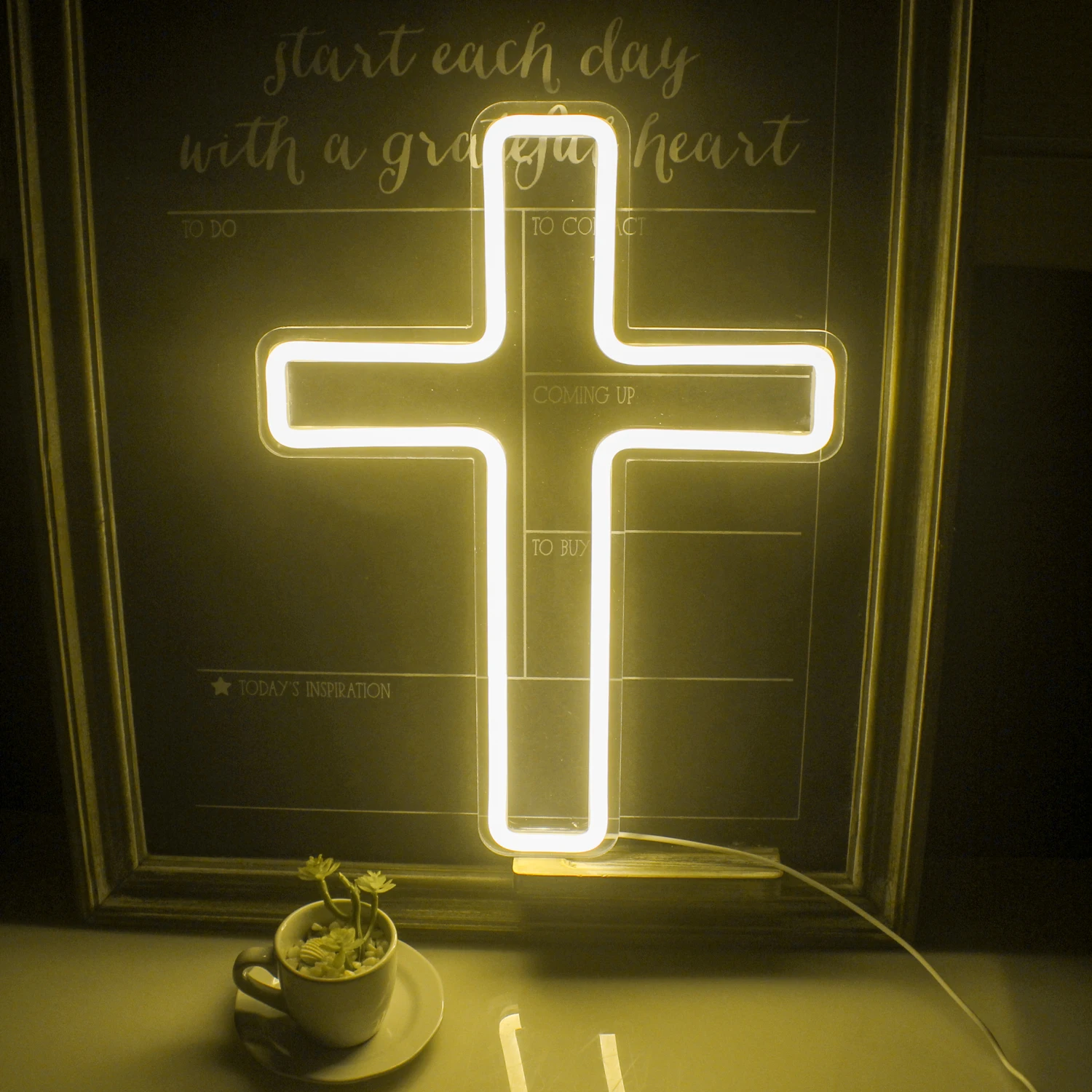 Imagem -03 - Cross Shaped Neon Sign para Room Decor Luzes Led Alimentado por Usb Igreja Hotel Sala de Jogos Festival Party Wall Art Logotipo