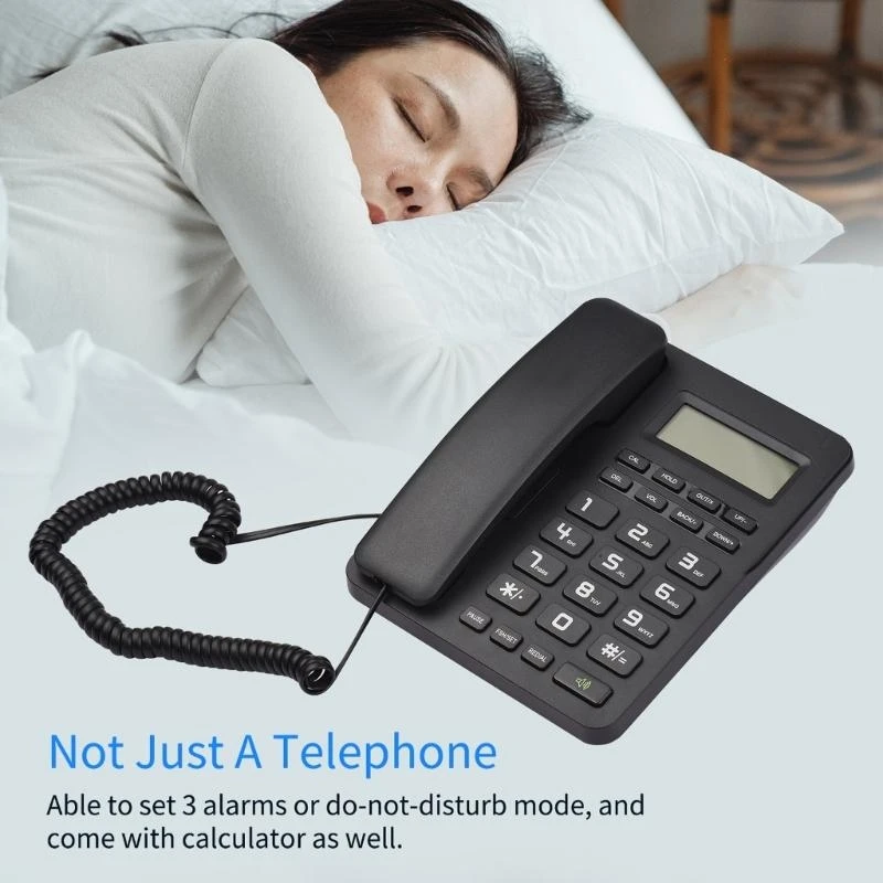 K0EA LCD Display Corded Phone Caller for Home Office Hotel Desk Table Telephone