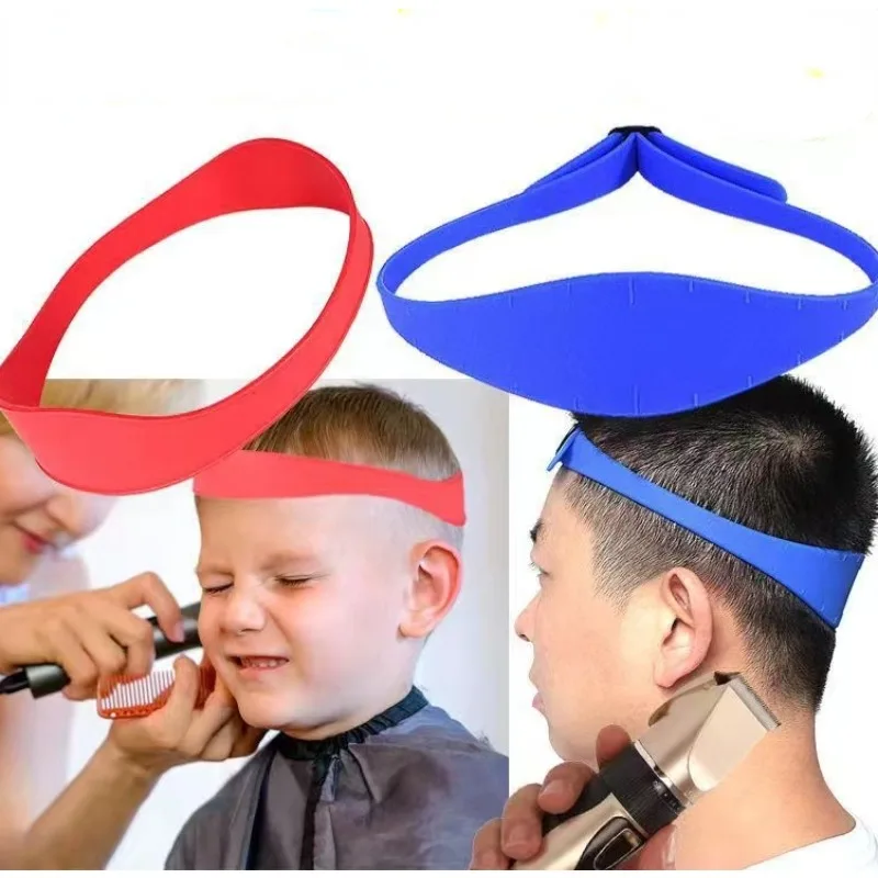 DIY Hair Trimming Template Haircut Band Breathable Curved  Silicone Home Hair Trimming Guide for Boys Men (Blue)