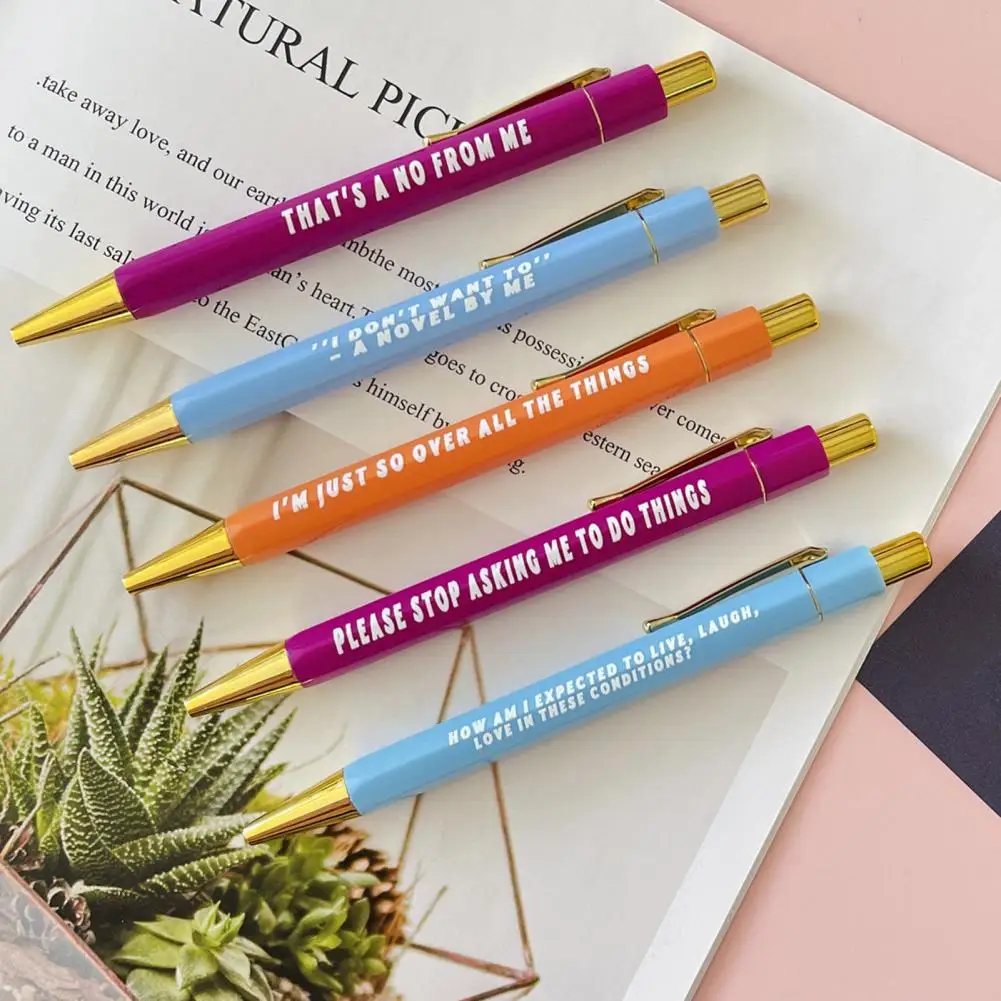 Fine Point Pens Assorted Colors Retractable Ballpoint Pens Set for Office Note-taking Journaling 5 Pcs Medium Point Writing