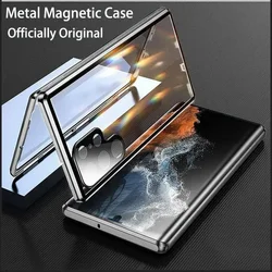 Metal Magnetic Case For Samsung S23 S24 S21 S22 Ultra 360° Full close surround with screen glass Camera protection Cover