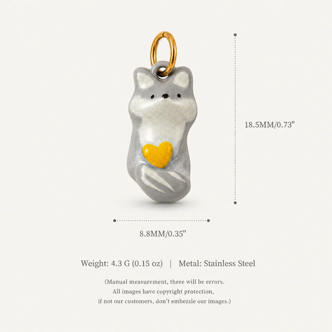 Edelstahl-Anhänger: Einfache und vielseitige Tier-Motive (kleiner grauer Waschbär, Maus, Elefant) für DIY-Schmuck. – Detail 6