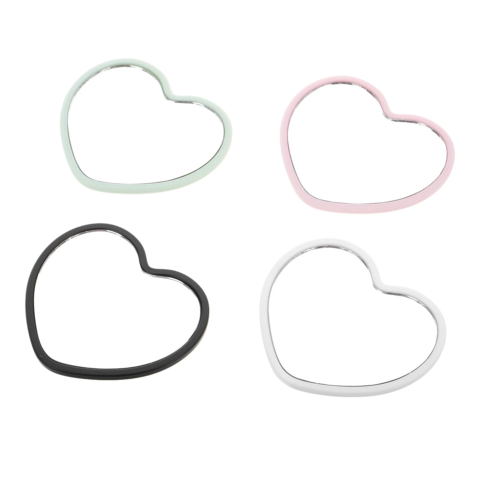 4 pçs espelhos compactos em forma de coração portátil mini espelho de maquiagem espelho portátil para bolsa de viagem elegante bonito