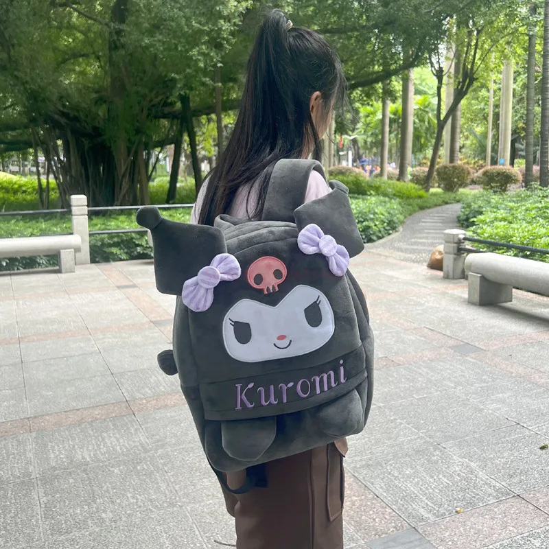 Sanrio Cute Cinnamoroll Cartoon Plush Backpack Kuromi Large Capacity Melody Backpack School Girls Korean Backpack Gift For Girls