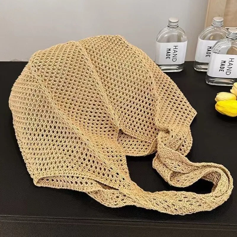 

Summer Popular New Knitted Women's Bag Hand-held Woven Bag Fashionable One-shoulder Net Bag Seaside Travel Повседневн