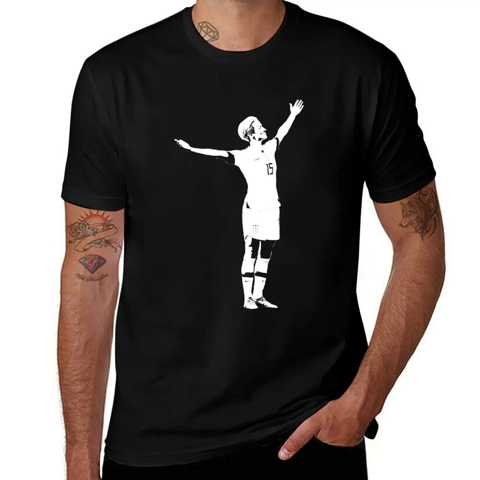 

Megan Rapinoe The Victory Pose - White Stencil T-Shirt T-Shirt kawaii clothes oversized graphic tee funny t shirts men