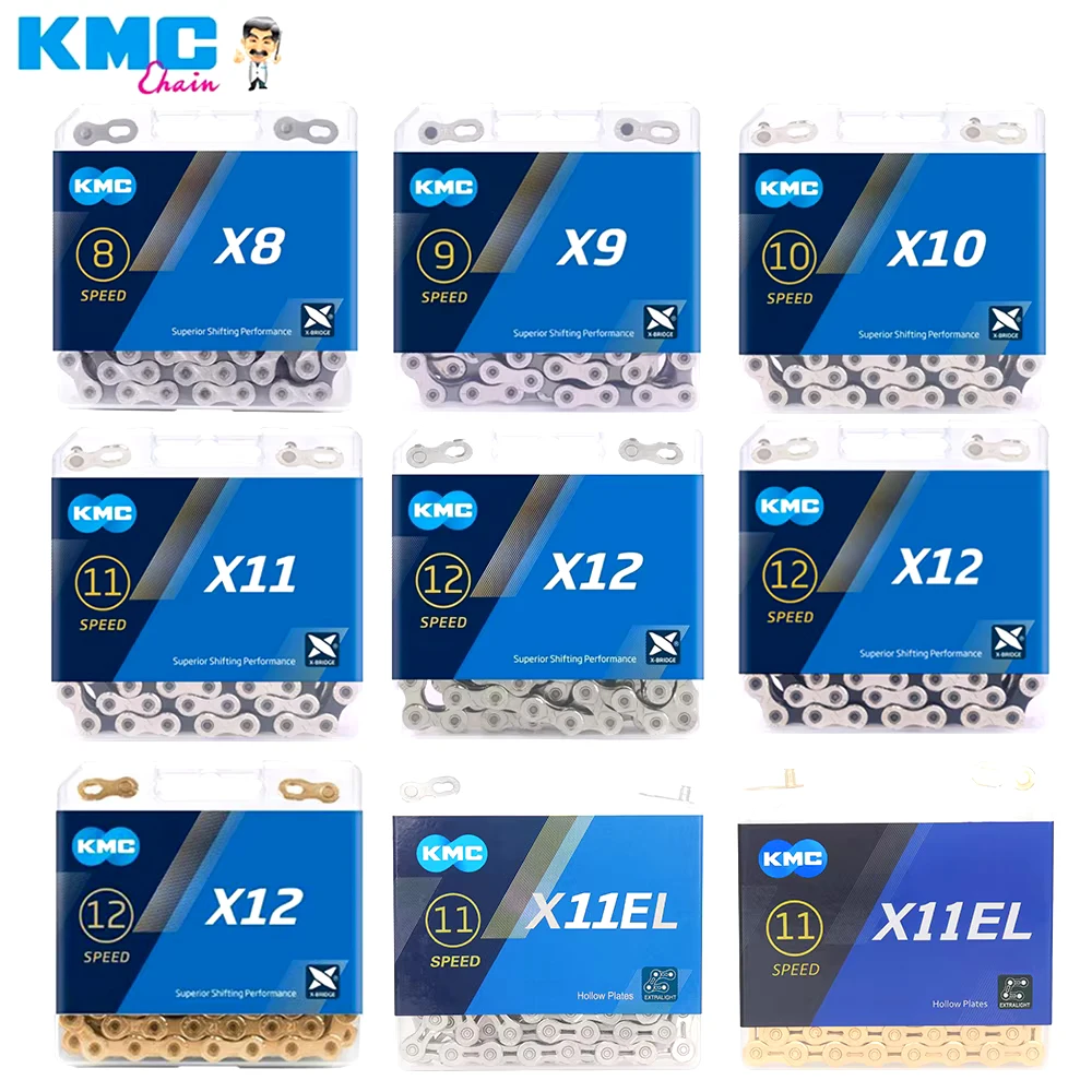 KMC X8 X9 X10 X11 X12 Road MTB Bicycle Chain 8v 9v 10v 11v 12v 118L 126L Bike Chain with Quick-Link for Shimano Sram