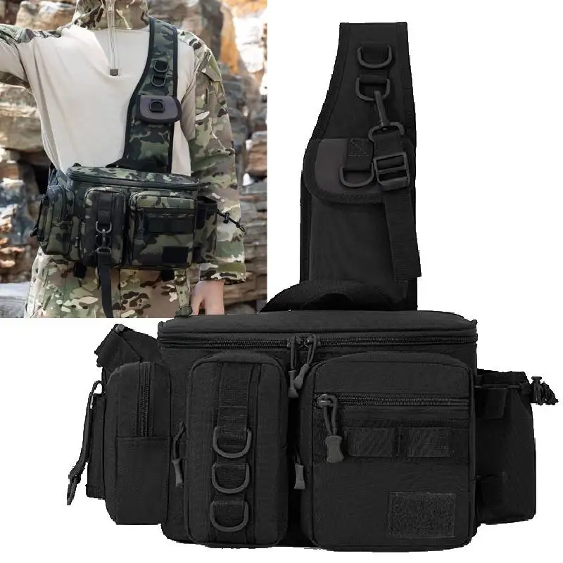 

Men's Hiking Chest Bag Multifunctional Tactical Travel Waist Bag Outdoor Climbing Cycling Rig Pouch Molle Fishing Hunting Pack