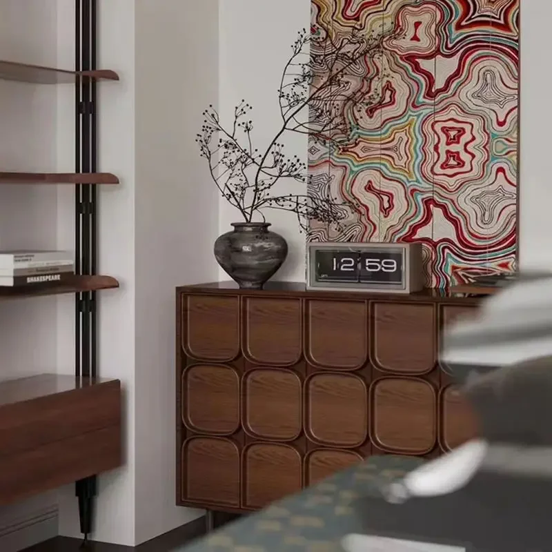 خزانة مدخل أمريكية قديمة، خزانة غرفة معيشة عتيقة، ديكور من الخشب الصلب الشمالي، خزانة جانبية لتناول الطعام بتصميم فرنسي