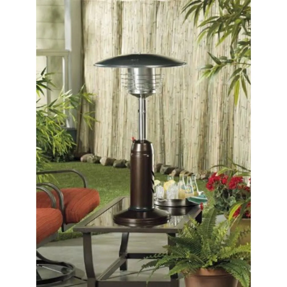 Hiland HLD032-CG Portable Table Top Patio Heater, 11,000 BTU, Use 1lb or 20Lb Propane Tank, Bronze/Gold Hammered Finish