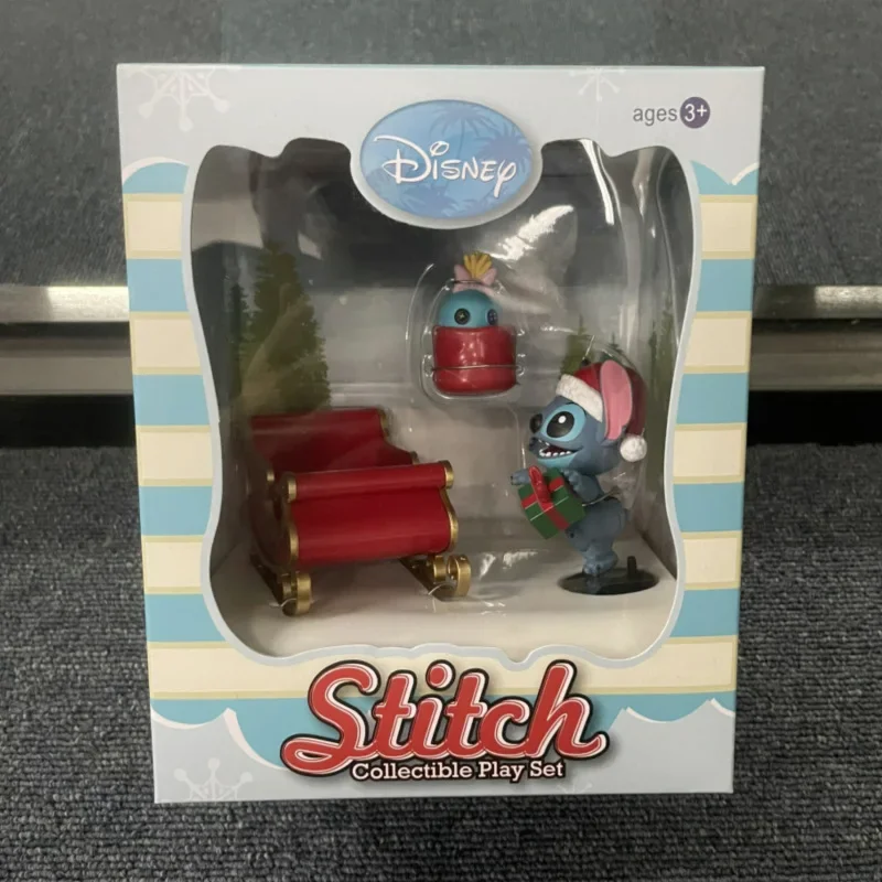 

Оригинальный набор игрушечных машинок Disney Stitch тележка для напитков, модель сцены, раздвижная Коллекция игрушечных машинок, цветная коробка, украшения, модель, подарок на фестиваль