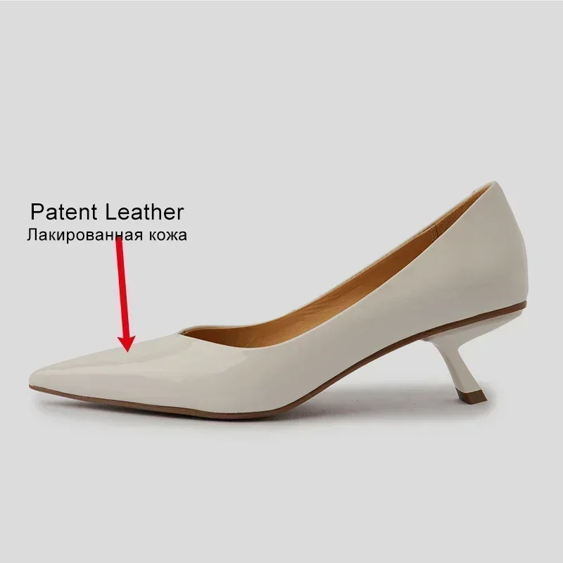 JOZHAMTA Size 34-43 Women Pumps Real Leather Thin High Heels Shoes Vintage Pointed Toe Slip-On Shoes Classic Office Lady Dress image 2