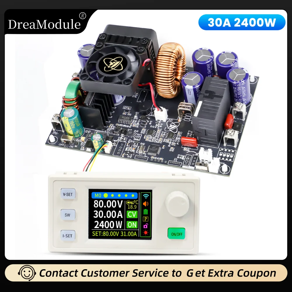 

Adjustable Step-Down Power Supply Module Converter Digital Voltage Regulator DC 0-80V 30A 2400W MPPT Solar Charging