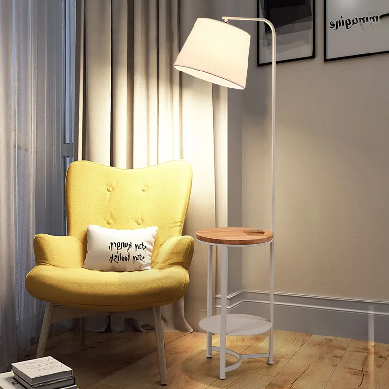 Sofa Lamp Floor Lamp Living Room Coffee Table Fashionable Atmosphere Side Standing Wood Plate Floor  Bedroom Floor Lamp