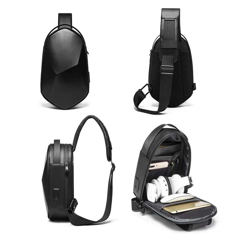 BANGE Hard Shell Design 3.0 USB Charging Crossbody Bag Shoulder Bags Male Waterproof Short Trip Chest Bag Pack for Men Sling Bag image 3