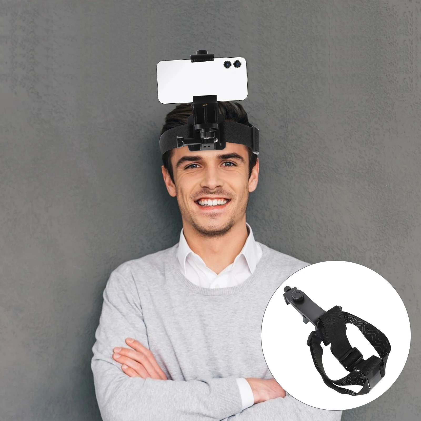 

Mobile Phone Head mounted Camera View Holder Cellphone Rack Adjustable B Anti slip Strips Comfortable