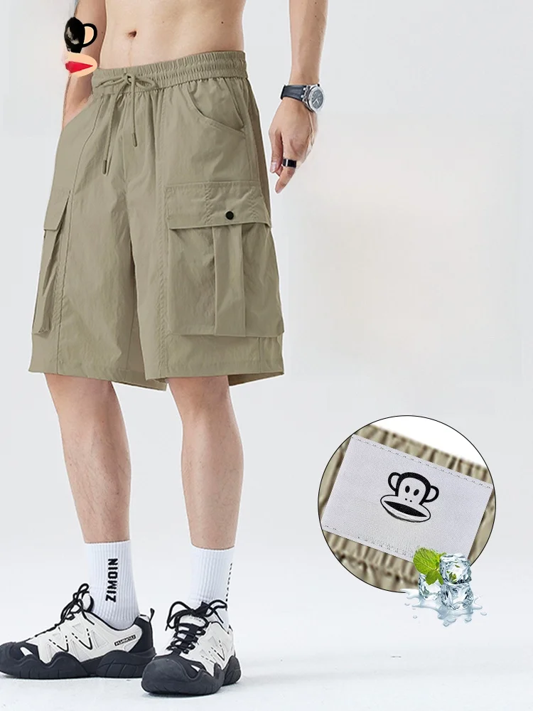 

Мужские летние тонкие повседневные шорты Paul Frank Monkey, быстросохнущие рабочие брюки свободного кроя с прямыми штанинами, охлаждающие, для комфортного ношения