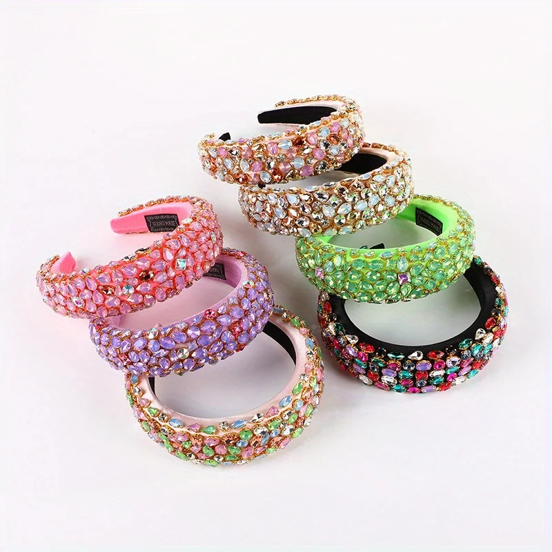 

Повязка на голову с широкими краями, обруч для волос, роскошный дизайн с кристаллами в стиле барокко для женщин, сценический банкет, элегантные аксессуары для волос для мероприятий