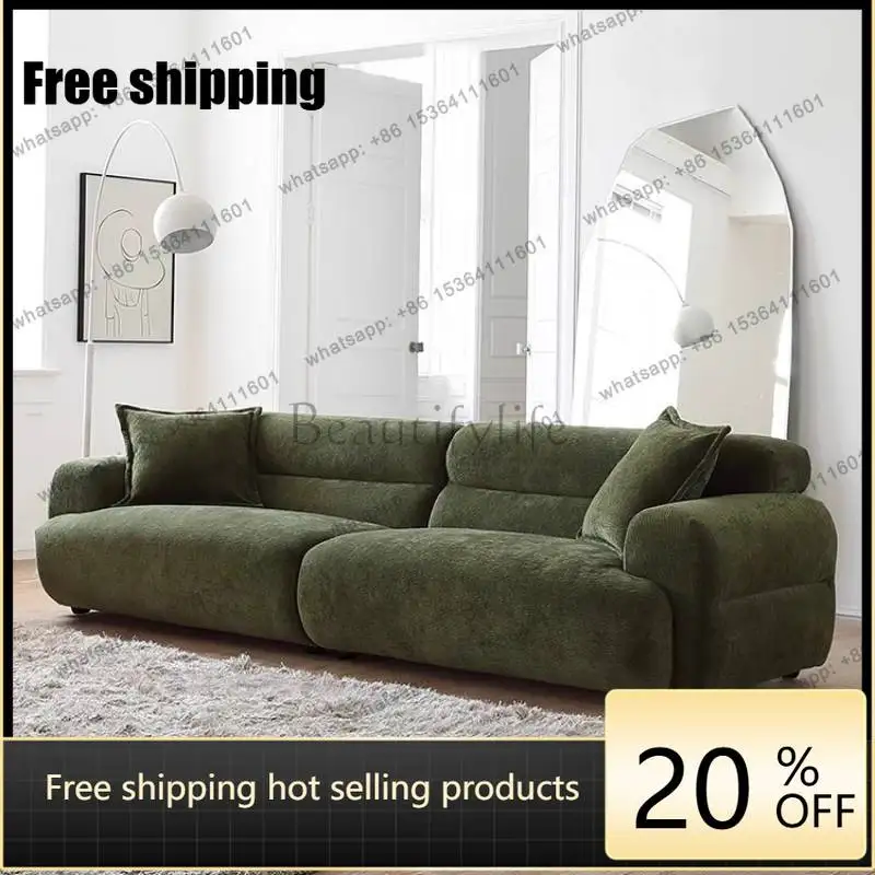 

LJY High Back Green Living Room Sofas European Dark Corduroy Curved Living Room Sofas Floor Lazy Woonkamerbanken Furniture Home