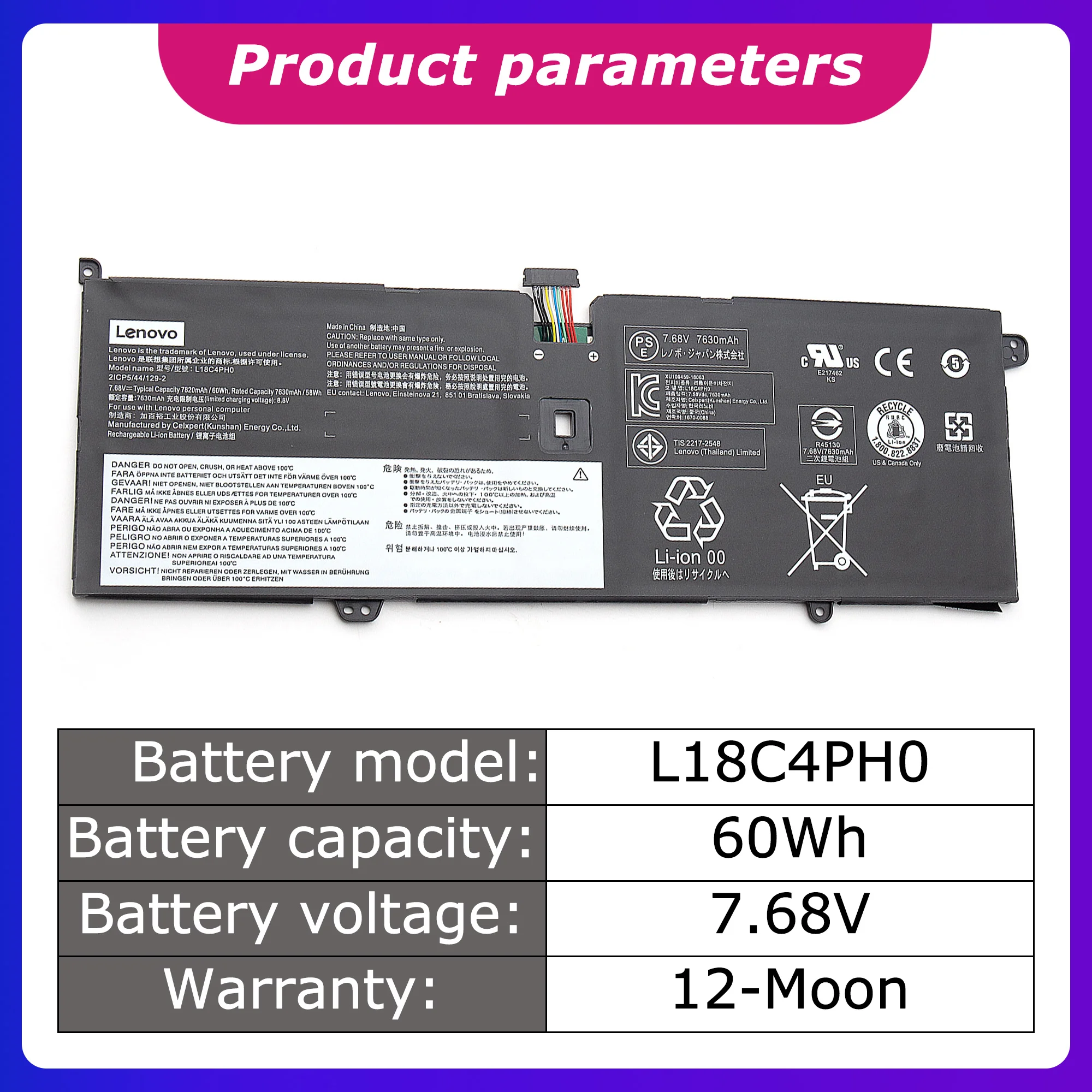 L18C4PH0 New L18C4PH0 Laptop battery For Lenovo Yoga C940/14IIL/81Q9/2ICP5 series 7820mah/60wh