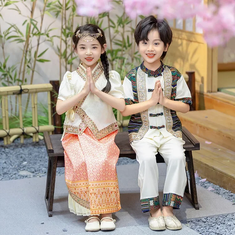 Dai ethnic costumes, Yunnan Water Splashing Festival, ethnic minority costumes, kindergarten boys and girls performance costumes