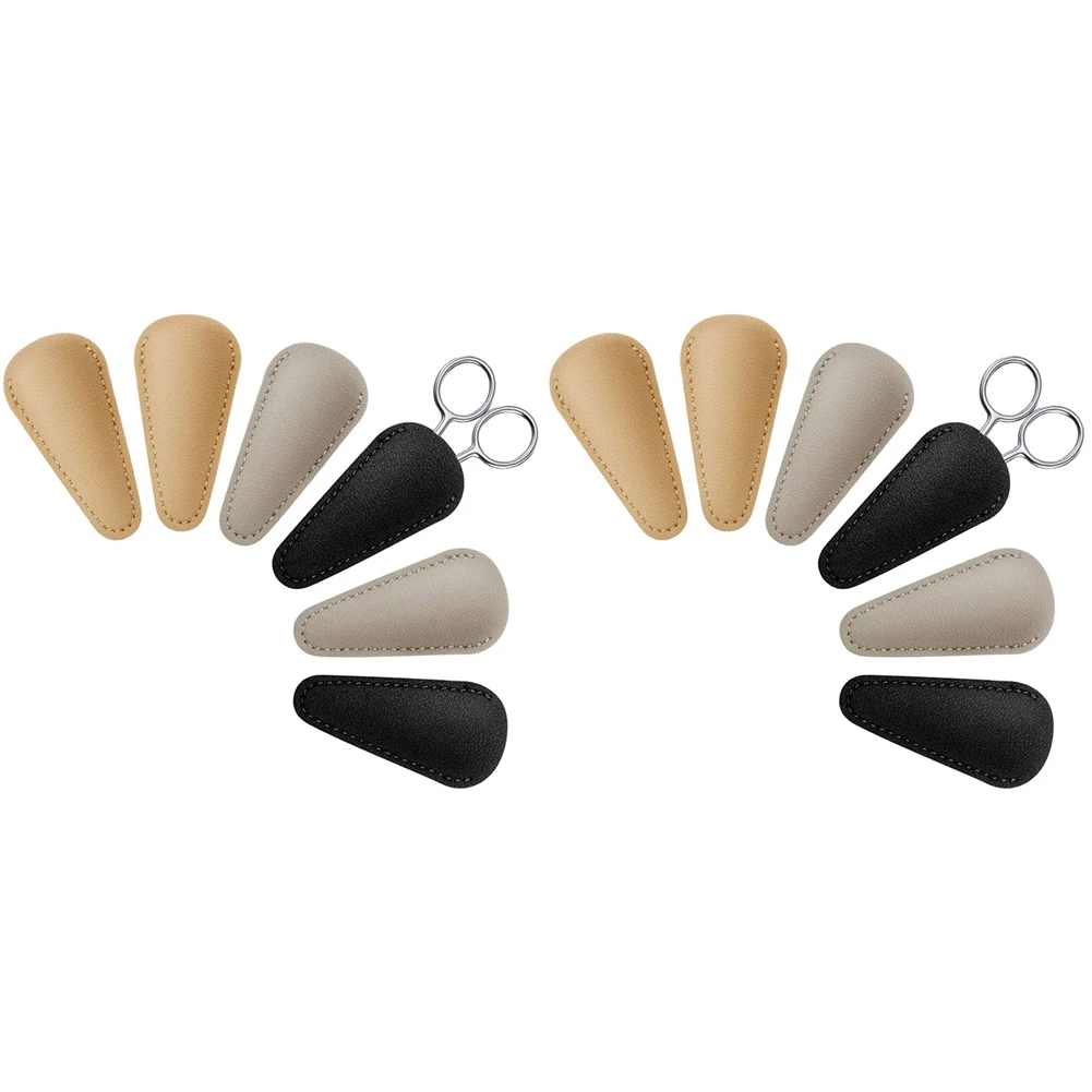 

Scissors Sheath Safety Leather Scissors Cover Sewing Scissor Sheath Portable Tool(Black,Gray And Light Apricot) 12 Pcs