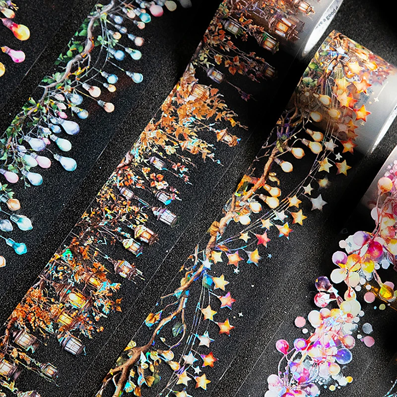 1 ม้วน Creative Scrapbooking บัญชีมือ DIY ตกแต่งเทปกาวไฟรอบ Series Washi เทป Masking เทปสติกเกอร์