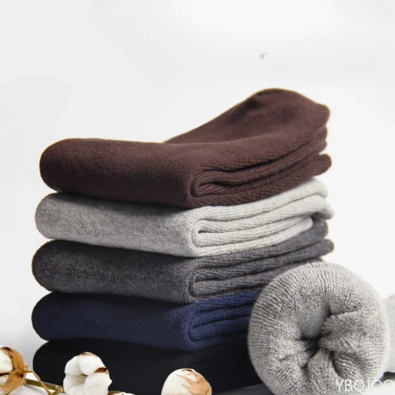 5 pairs New autumn winter men's casual comfortable thick warm mid tube socks fashionable versatile long tube snow socks