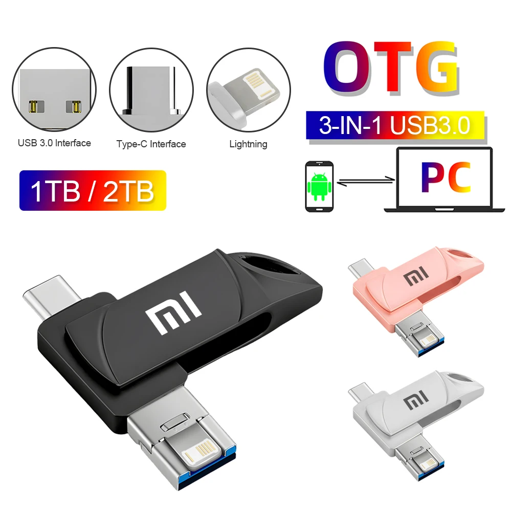 Xiaomi-memoria USB portátil para teléfono móvil, disco U de 2TB, 1TB, interfaz USB 3,0 tipo C, 256GB, 128GB, 512GB, transmisión recíproca