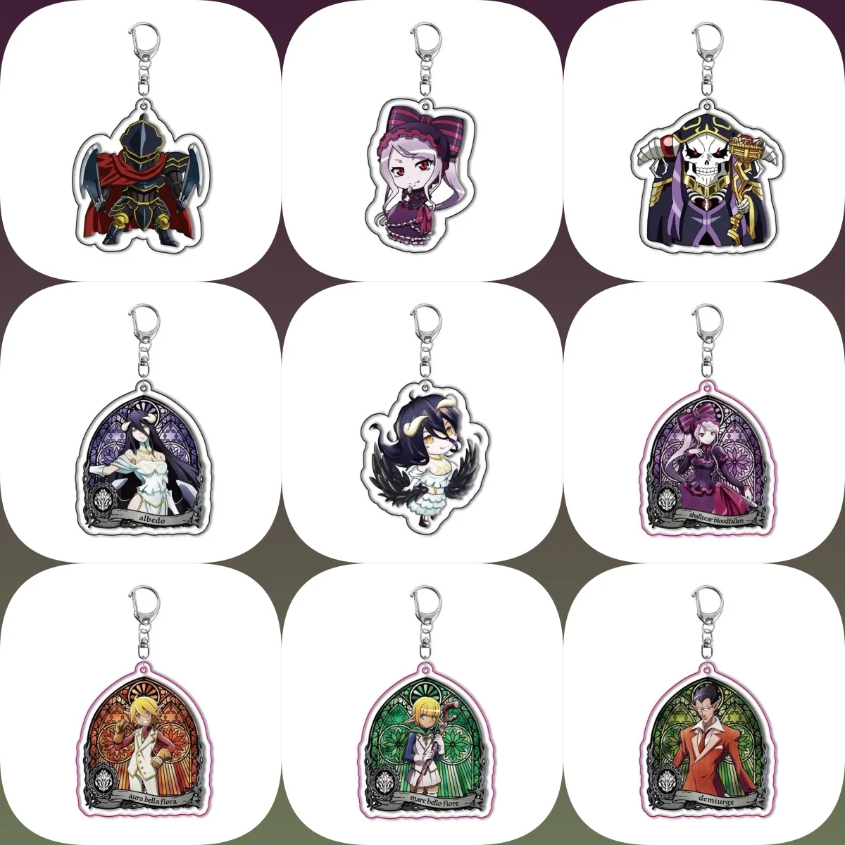 6CM Anime Overlord Acrylic Keychain Model Cosplay Characters Ornament Accessories Goods Collection Christmas Gifts