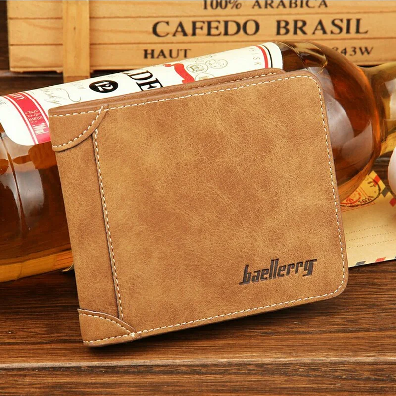 

baellerry Vintage Nubuck Leather Men's Wallet Slim Purse For Male High Quality ID Credit Card Holder