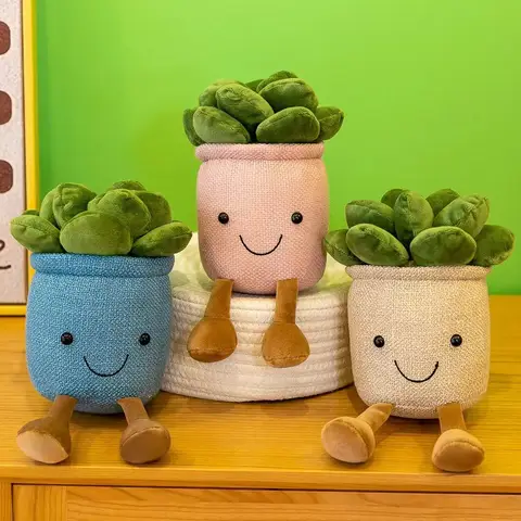 Lifelike Tulip Succulent Plants Plush Stuffed Toys Vrious Potted Flower Cactus Bookshelf Home Living Room Decor For Girl Gift