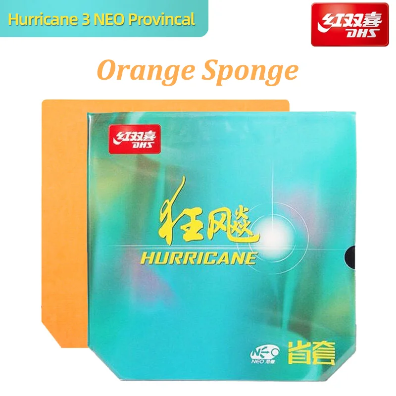 Genuine DHS Hurricane 3 NEO Provincial Table Tennis Rubber Professional Tacky Ping Pong Rubber with Orange Sponge