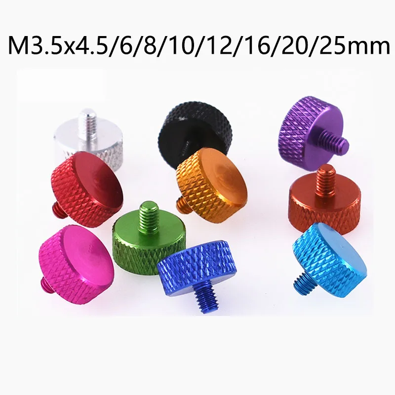 M3.5x4.5/6/8/10/12/16/20/25mm Oxidation Aluminium Alloy Knurl Flat Head Hand Tighten Thumb Screw Curtain Wall Glass Thumb Bolts