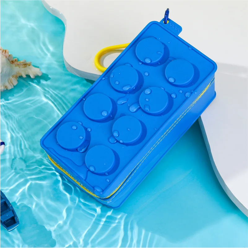 Creative Building Block Shaped Handbag Pen Storage Bag with Rope Portable Stationery Organizer Pencil Case Sundries Organizer