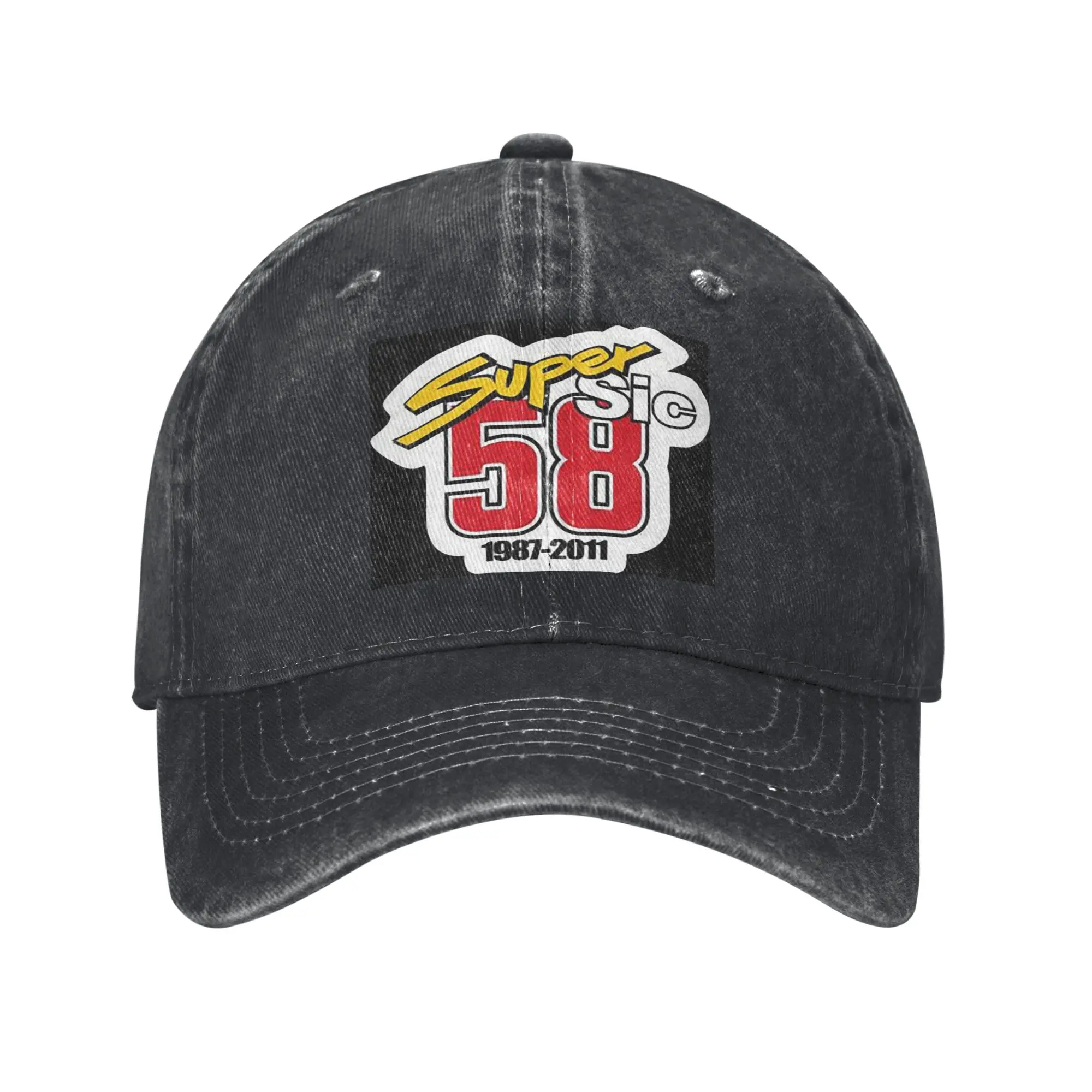 Marco Simoncelli 58 Super Sic Washed Denim Cap Casual Baseball Caps Adjustable Hat Summer Unisex Baseball Hats
