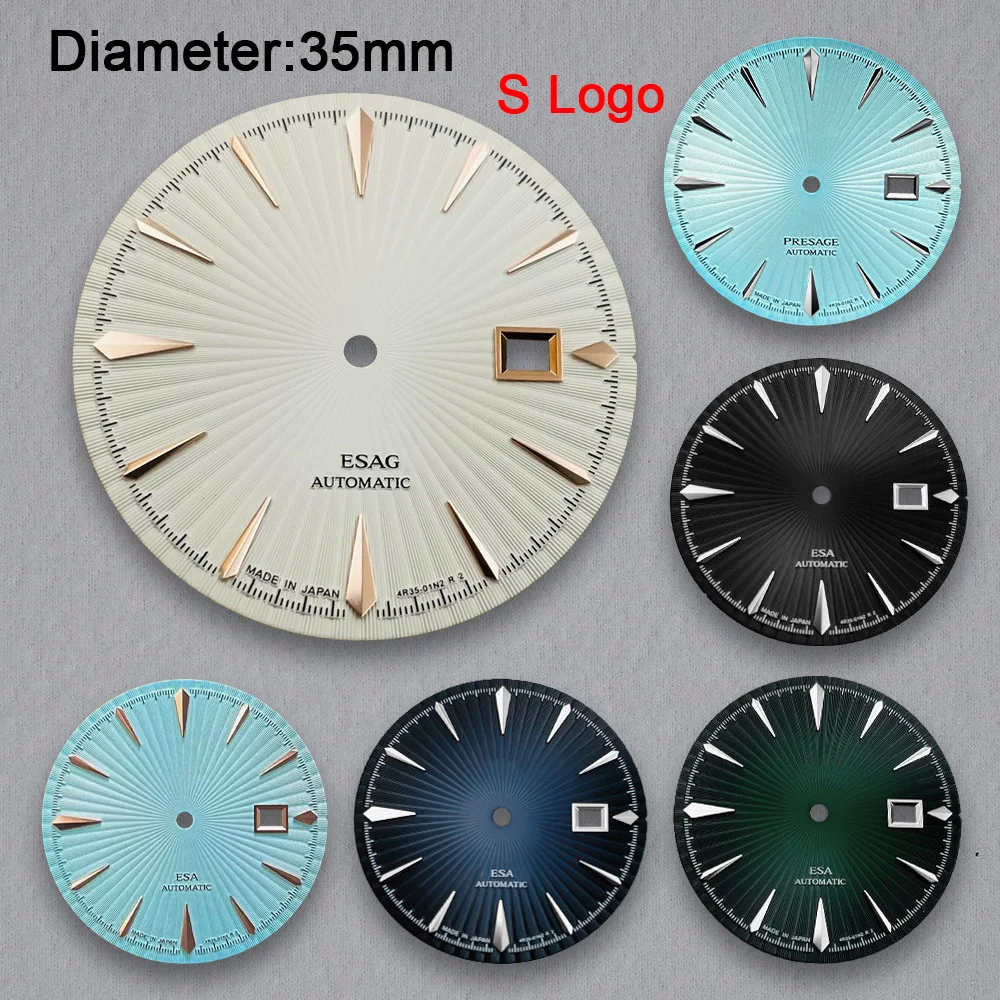 NH35 Dial 35mm S Logo Cocktail Gradient Dial For NH35 NH36 Japan Automatic Movement Watches Modification Accessories