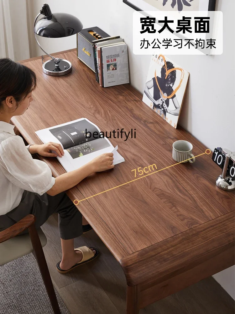 

ss K178 Black walnut desk office Nordic solid wood writing home study modern simplicity