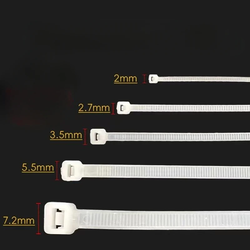 White and Black Nylon Card Slot Self-locking Cable Tie Strip Strong Buckle Gear Cable Harness Belt Wire Storage Bundling Strap