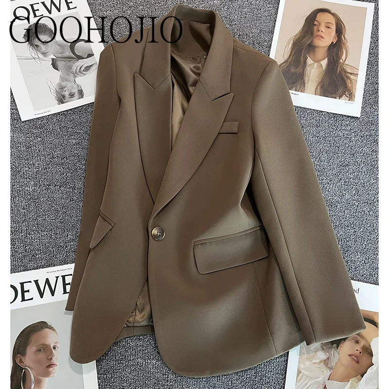 

Женские блейзеры большого размера для отдыха, Женская винтажная куртка в офисном стиле на одной пуговице