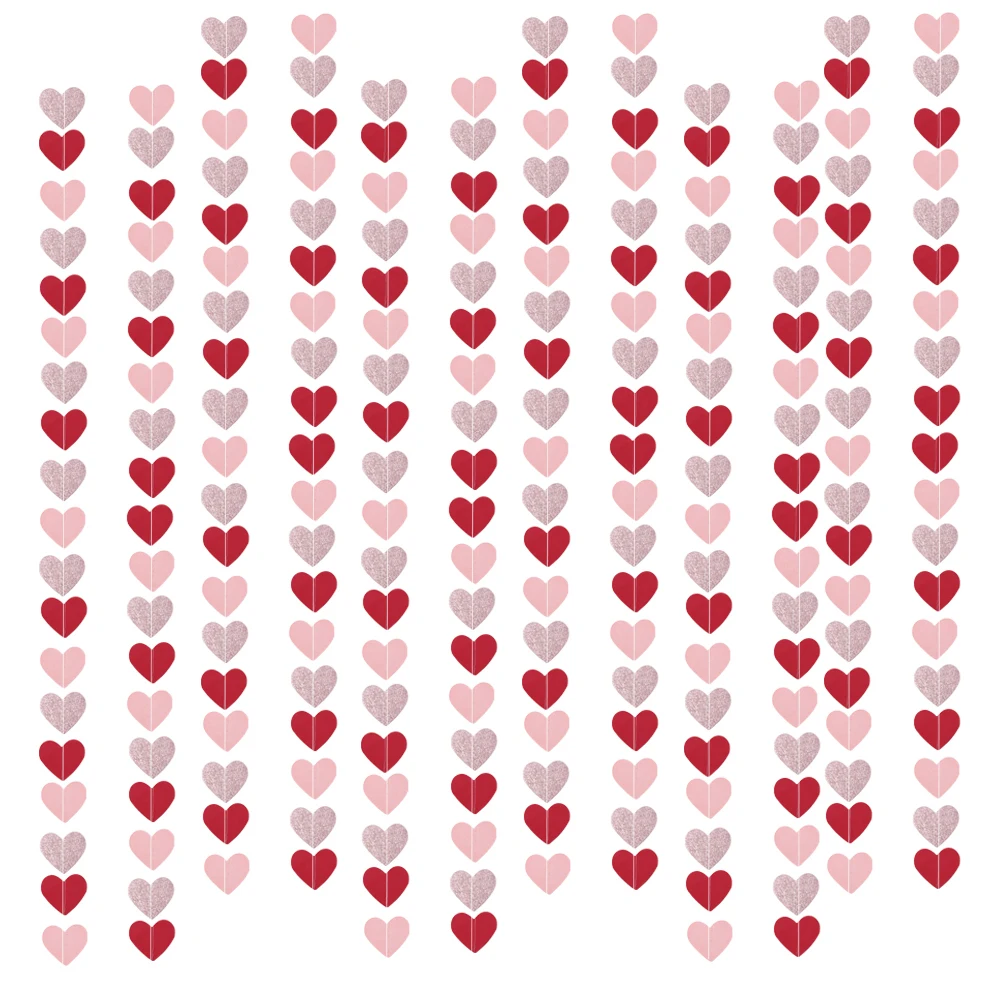 4 m rot rosa Herz Liebe Form Schnur Valentinstag Dekoration Girlande Hochzeitstag Zuhause Wandbehang Papier Streamer