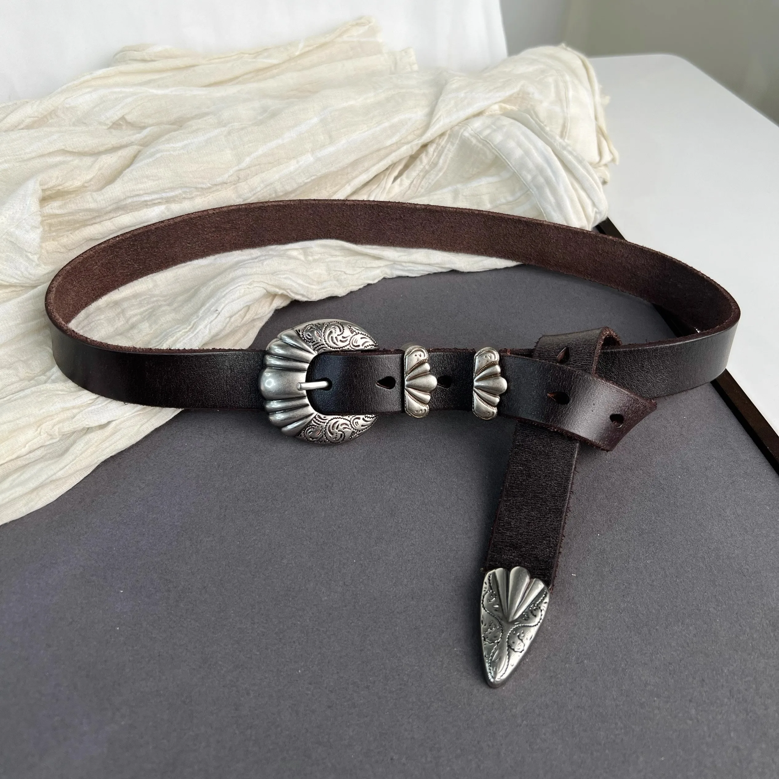 Korset Kulit Sapi Alami Antik Wanita Mantel Ikat Pinggang Wanita Gaun Ikat Pinggang Dekorasi Sabuk Sempit J1489