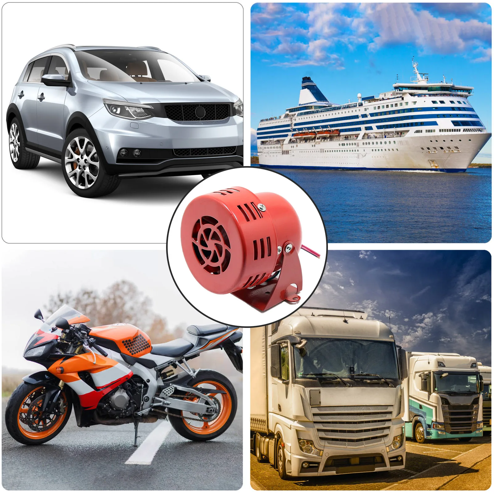 12 فولت 300DB أحمر صغير/مكامل محرك كهربائي غارة الجو الهواء هورن إنذار صوتي لشاحنة السيارات SUV قارب جرار RV ORV 100% العلامة التجارية الجديدة