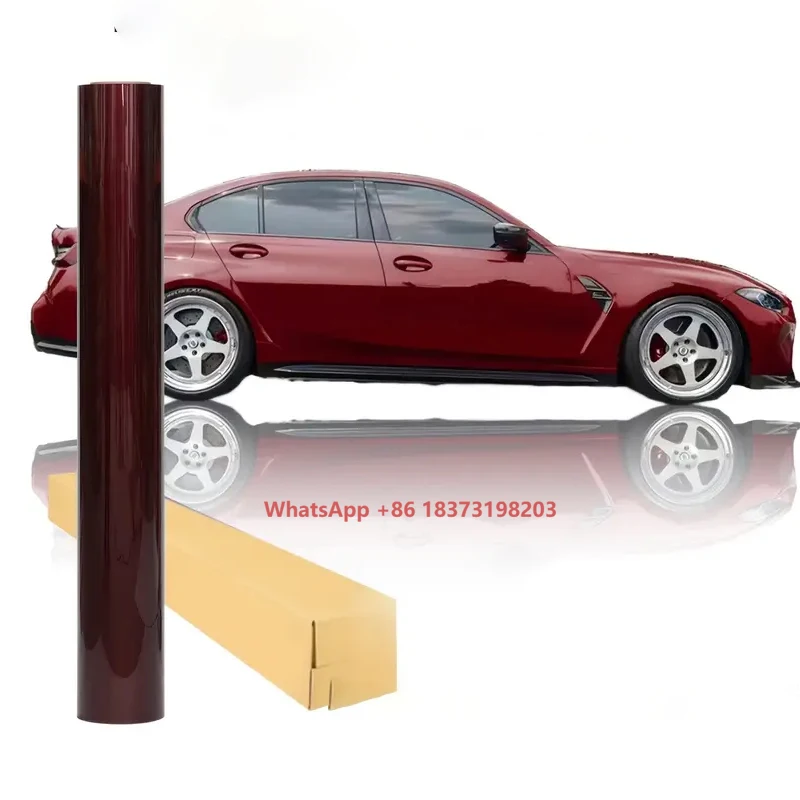 PET TPU Super Glossy Liquid Metallic Red Vinyl Wrap Film Glossy Vampire Red Cast Vinyl Wrap for Car Wrap Motorcycle