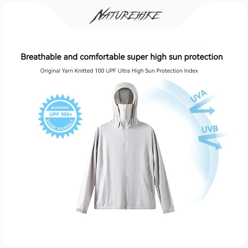 Naturehike Outdoor Jacket with Hood Light Jacket UPF100+ UV Protection Outdoor Quick Dry Windbreaker Golf Cycling Fishing Coat