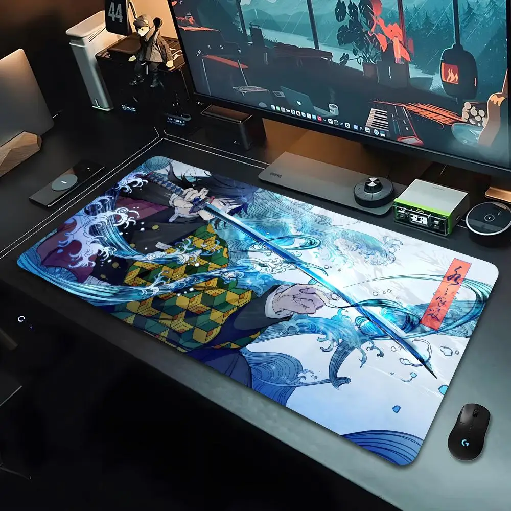 Demon Slayer RGB Anime Mouse Pad HD Printing Large 90x40cm Office Computer Keyboard Mouse plain color pad XXL PC Gamer GreekMyth