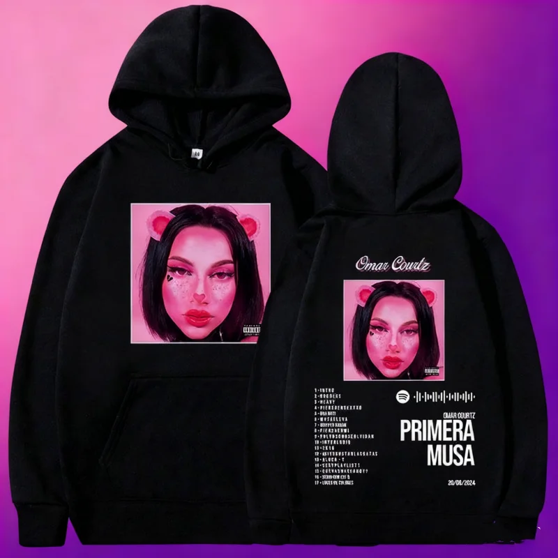 2025-26 Autunno/Inverno Omar Courtz Primera Musa Felpe con cappuccio Abbigliamento donna da uomo Moda Hip Hop 100% cotone stampato Felpa con cappuccio Mantieni caldo